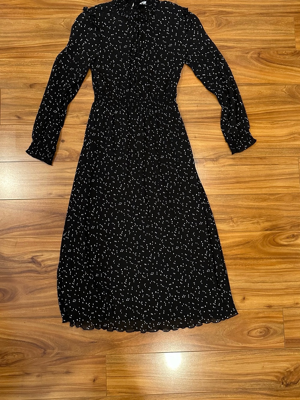 Zara Black Maxi Dress with White Dot Print